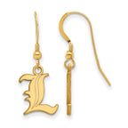 Sterling Silver Gold-plated LogoArt University of Louisville Letter L Small Dangle Wire Earrings