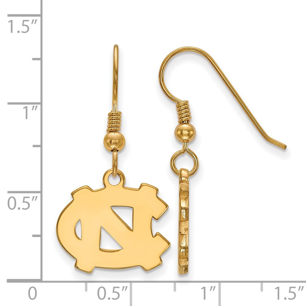 Sterling Silver Gold-plated LogoArt University of North Carolina N-C Small Dangle Earrings