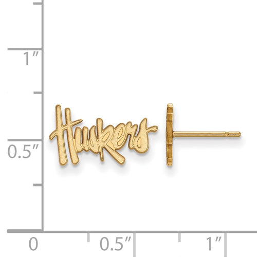 10k Gold LogoArt University of Nebraska Huskers Extra Small Post Earrings