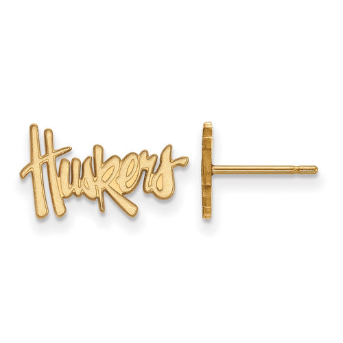 10k Gold LogoArt University of Nebraska Huskers Extra Small Post Earrings