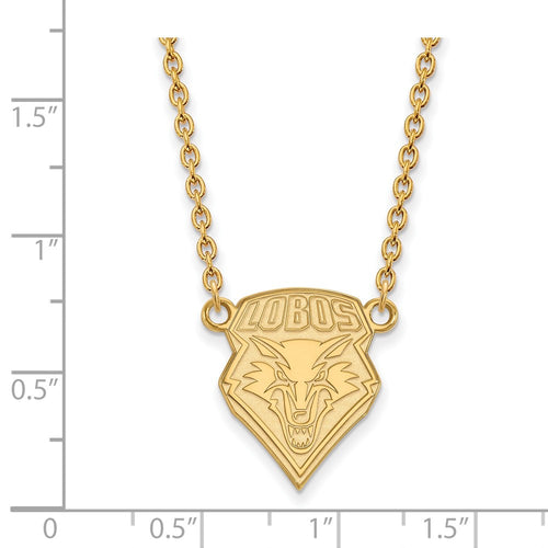 10k Gold LogoArt University of New Mexico Large Pendant 18 inch Necklace