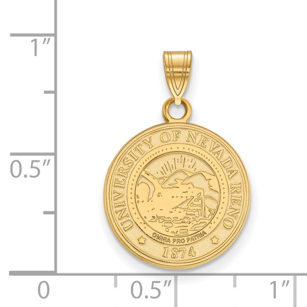 Sterling Silver Gold-plated LogoArt University of Nevada-Reno Medium Crest Pendant