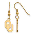 Sterling Silver Gold-plated LogoArt University of Oklahoma O-U Small Dangle Wire Earrings