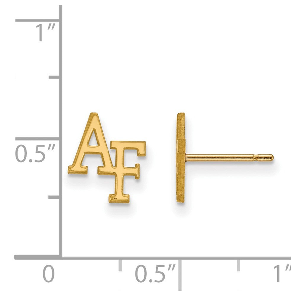 14k Gold LogoArt United States Air Force Academy A-F Extra Small Post Earrings