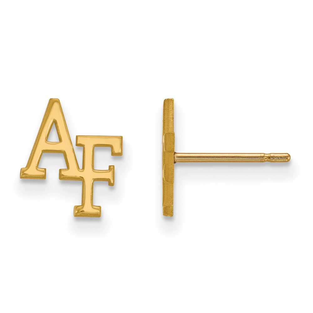 14k Gold LogoArt United States Air Force Academy A-F Extra Small Post Earrings
