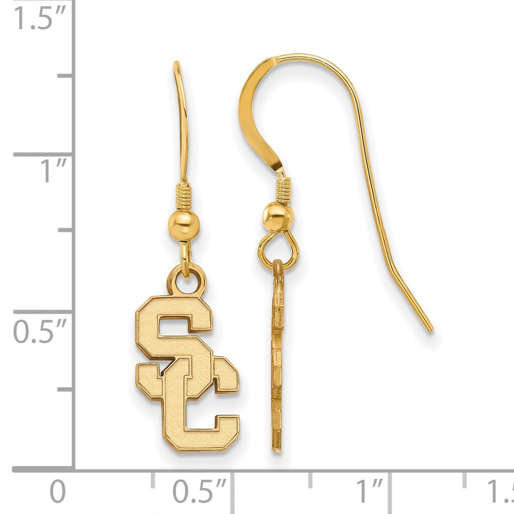 Sterling Silver Gold-plated University of Southern California S-C Small Dangle Wire Earrings