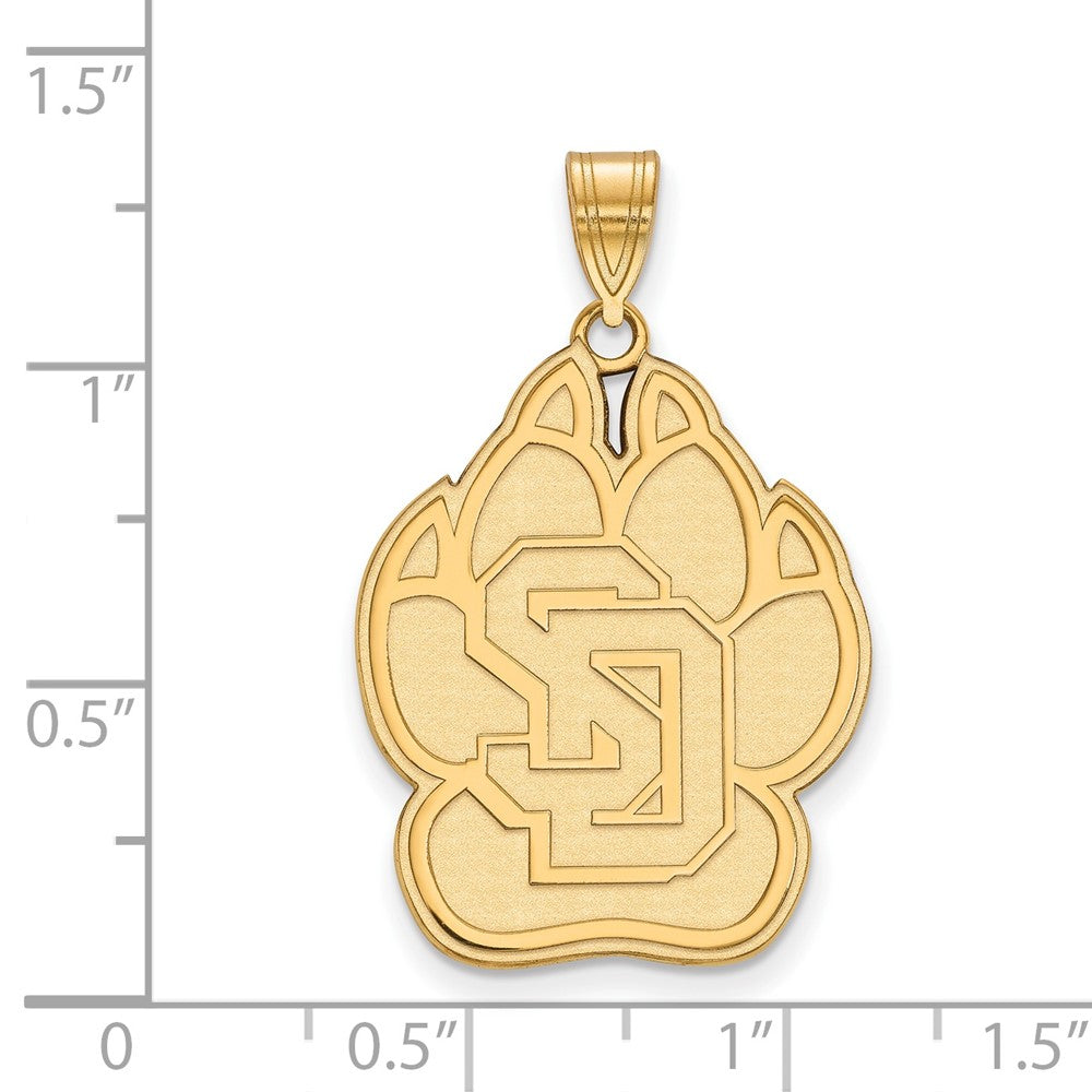 Sterling Silver Gold-plated LogoArt University of South Dakota Extra Large Pendant