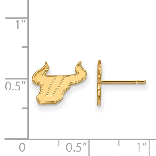 10k Gold LogoArt University of South Florida Bull Extra Small Post Earrings