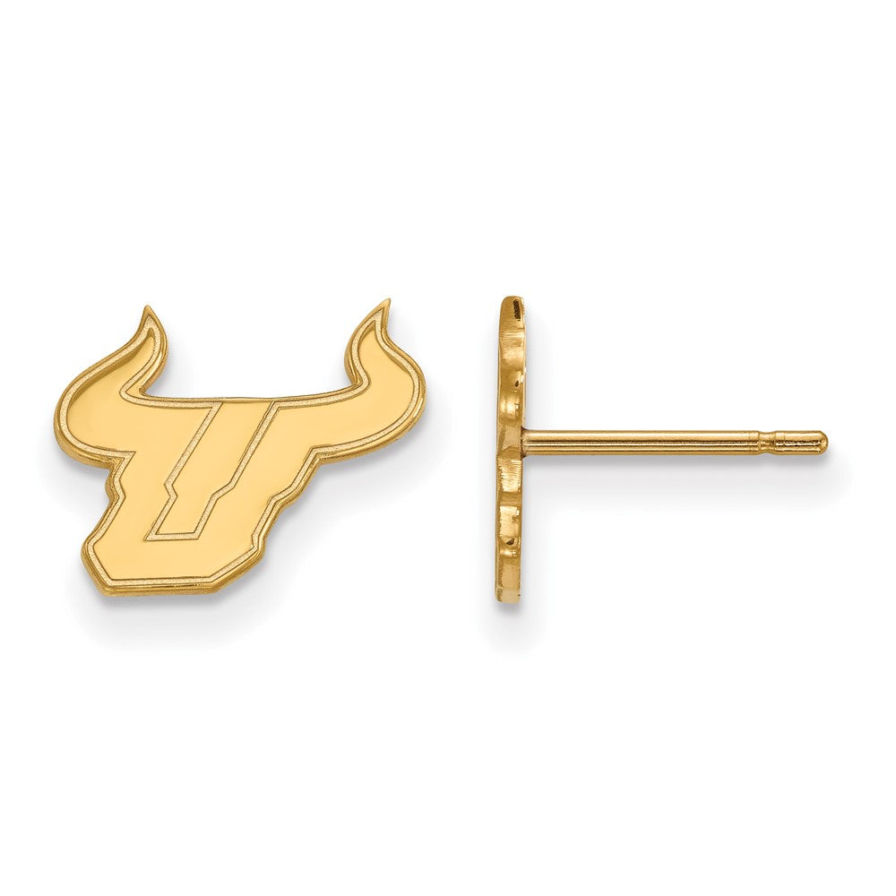 Sterling Silver Gold-plated LogoArt University of South Florida Bull Extra Small Post Earrings