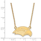 Sterling Silver Gold-plated LogoArt University of Southern Mississippi Eagle Small Pendant 18 inch Necklace