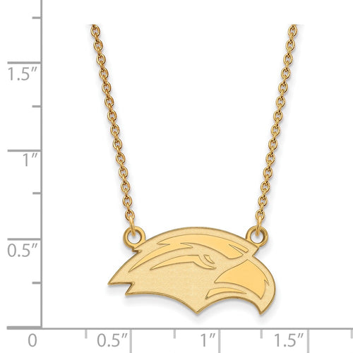 10k Gold LogoArt University of Southern Mississippi Eagle Small Pendant 18 inch Necklace