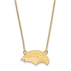 10k Gold LogoArt University of Southern Mississippi Eagle Small Pendant 18 inch Necklace