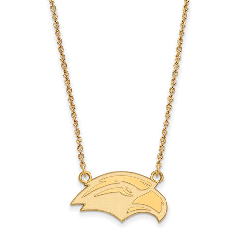 10k Gold LogoArt University of Southern Mississippi Eagle Small Pendant 18 inch Necklace