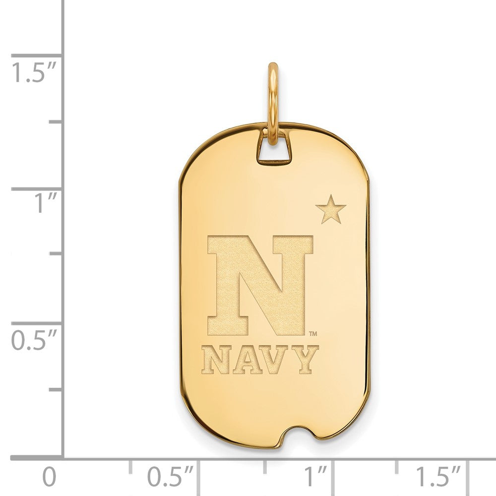 Sterling Silver Gold-plated LogoArt US Naval Academy Small Dog Tag Pendant