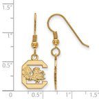 Sterling Silver Gold-plated LogoArt University of South Carolina Small Dangle Wire Earrings