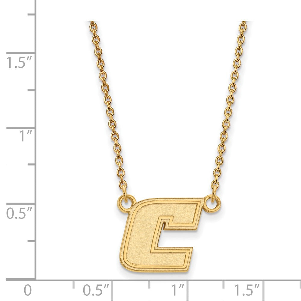 Sterling Silver Gold-plated LogoArt University of Tennessee at Chattanooga Letter C Small Pendant 18 inch Necklace