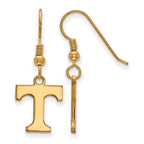 Sterling Silver Gold-plated LogoArt University of Tennessee Letter T Small Dangle Wire Earrings