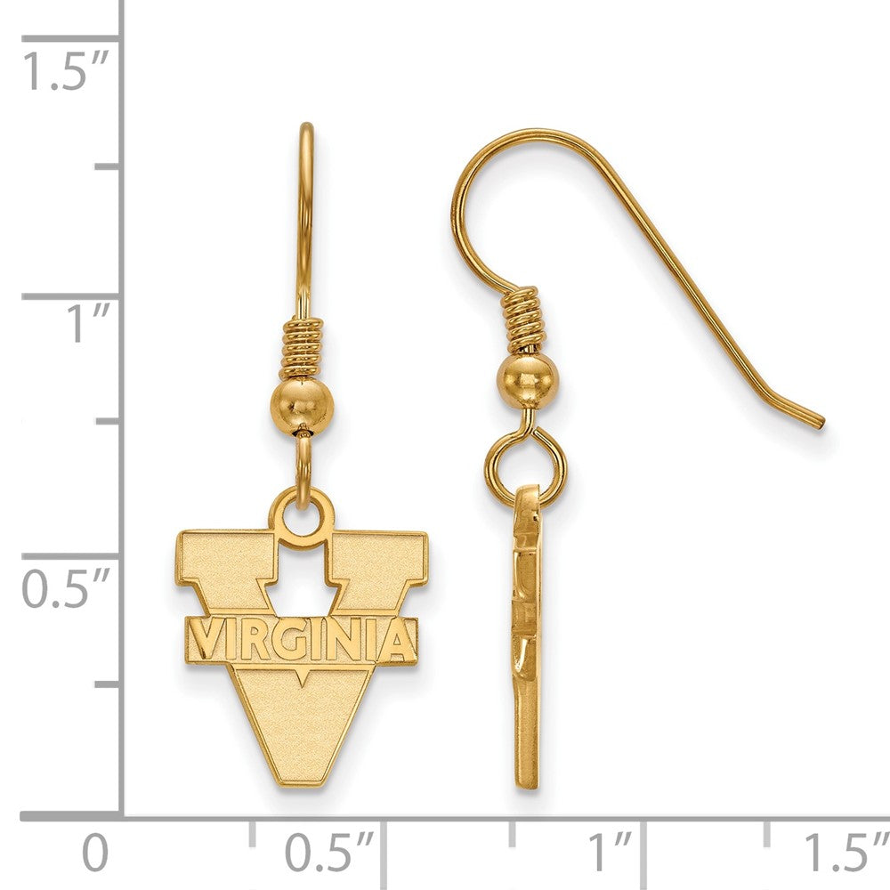 Sterling Silver Gold-plated LogoArt University of Virginia Small Dangle Wire Earrings