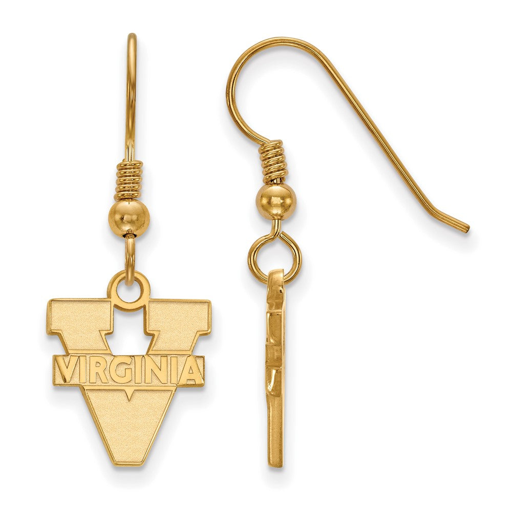 Sterling Silver Gold-plated LogoArt University of Virginia Small Dangle Wire Earrings