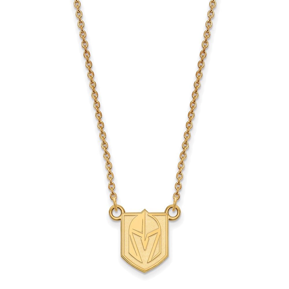 Sterling Silver Gold-plated NHL LogoArt NHL Vegas Golden Knights Small Pendant 18 inch Necklace
