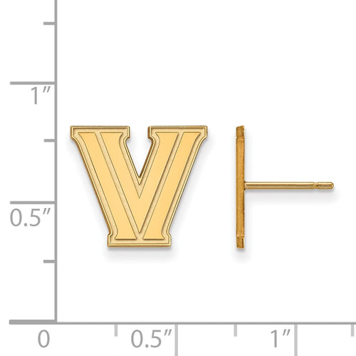10k Gold LogoArt Villanova University Letter V Small Post Earrings