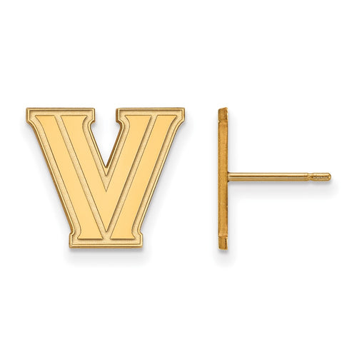 10k Gold LogoArt Villanova University Letter V Small Post Earrings
