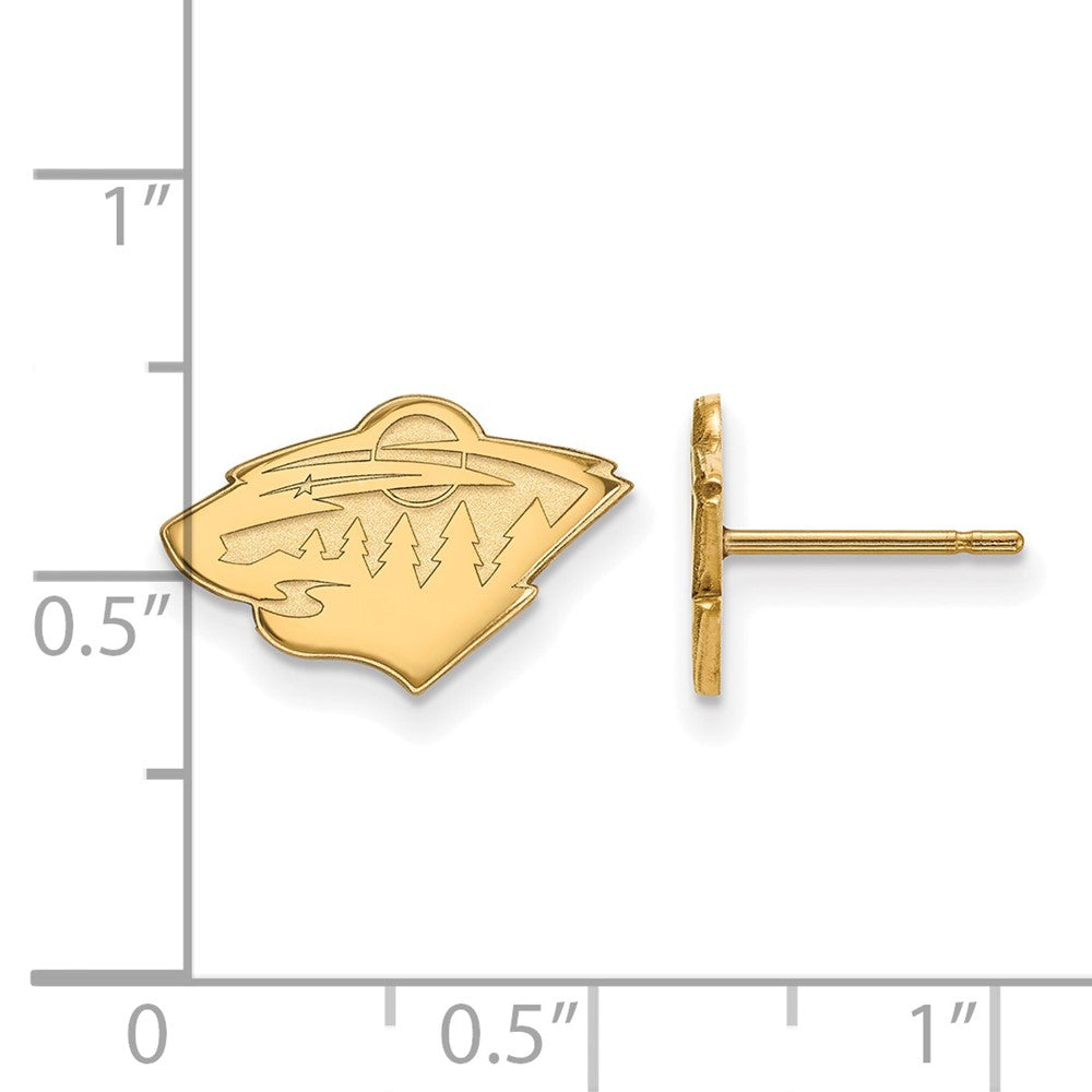 14k Gold NHL LogoArt Minnesota Wild Extra Small Post Earrings