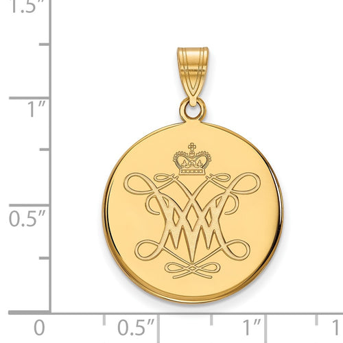 10k Gold LogoArt College of William and Mary Large Disc Pendant