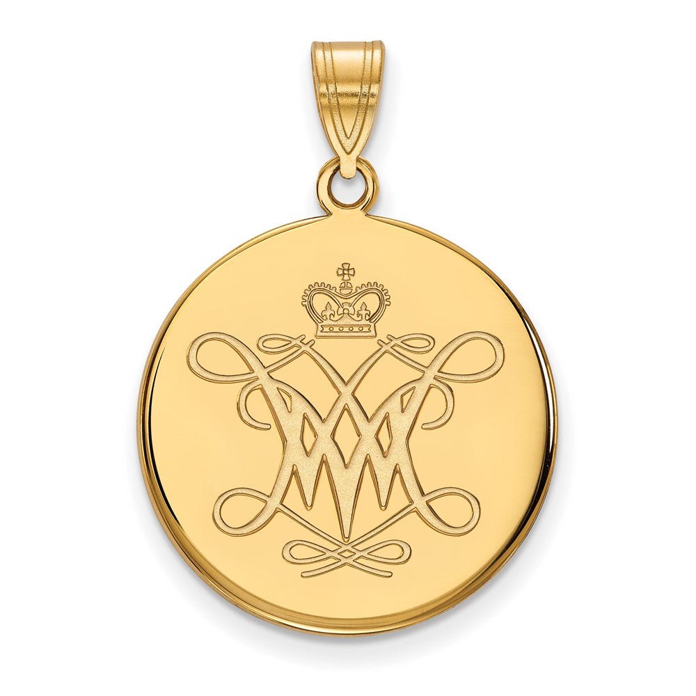 14k Gold LogoArt College of William and Mary Large Disc Pendant