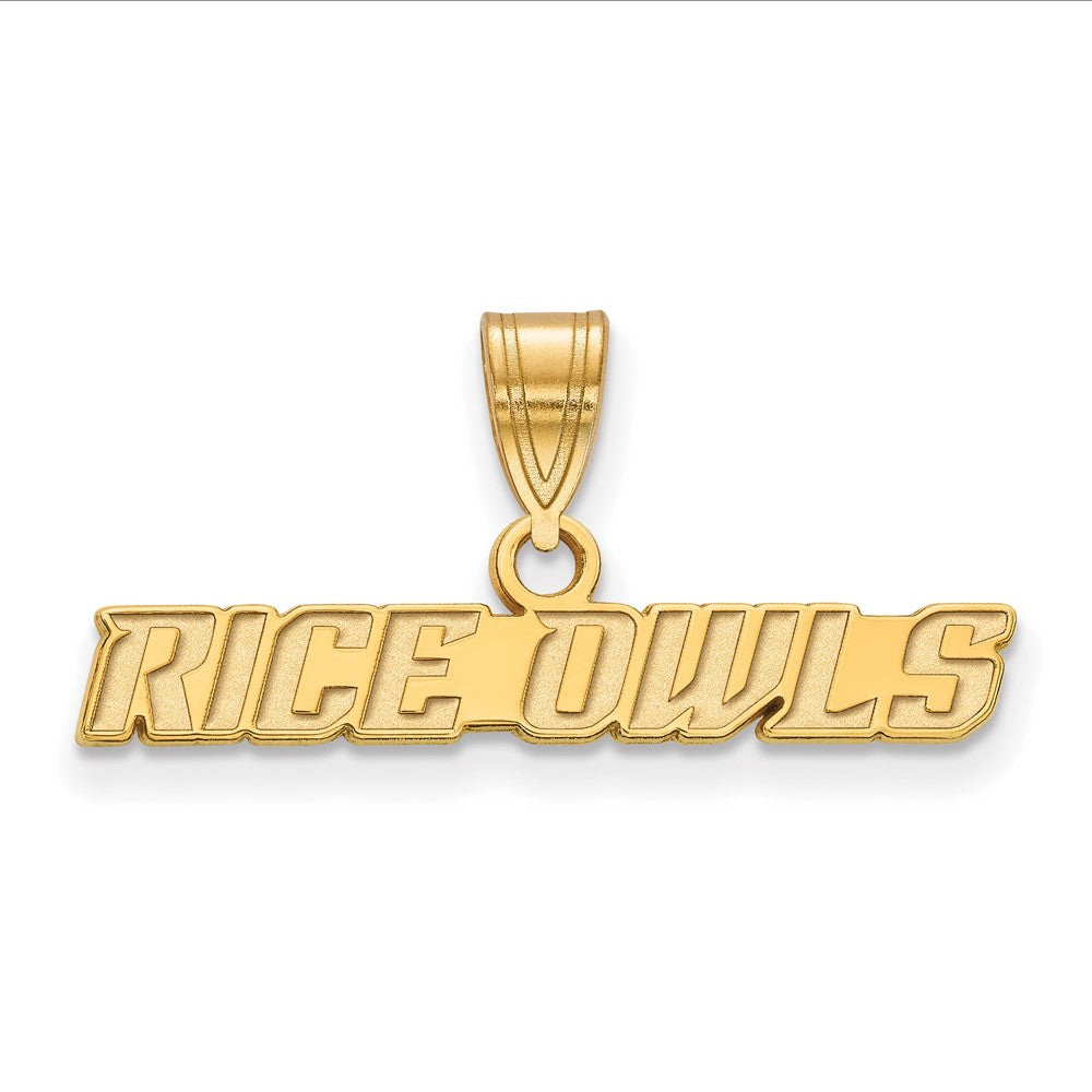 Sterling Silver Gold-plated LogoArt Rice University Owls Medium Pendant