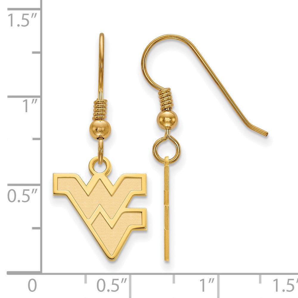 Sterling Silver Gold-plated LogoArt West Virginia University W-V Small Dangle Wire Earrings