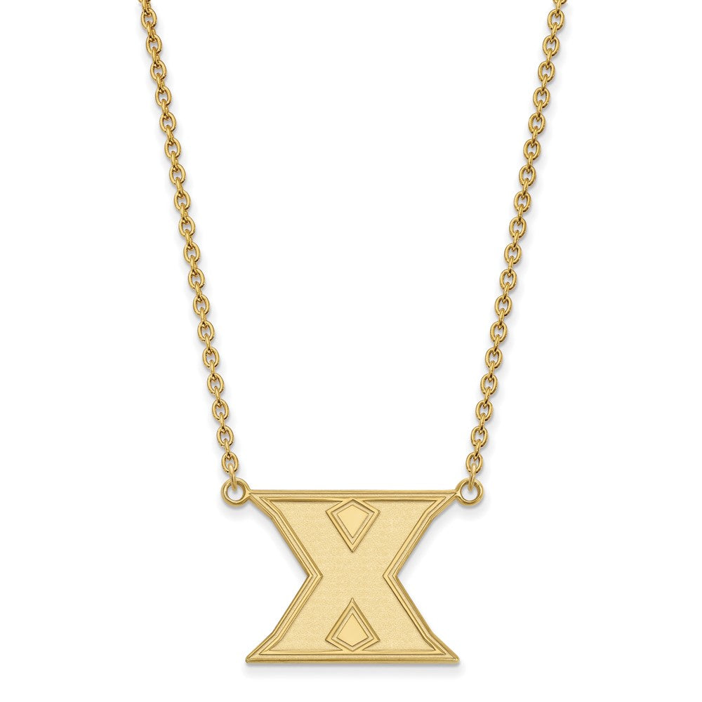 Sterling Silver Gold-plated LogoArt Xavier University Letter X Large Pendant 18 inch Necklace