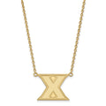Sterling Silver Gold-plated LogoArt Xavier University Letter X Large Pendant 18 inch Necklace