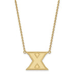 Sterling Silver Gold-plated LogoArt Xavier University Letter X Large Pendant 18 inch Necklace
