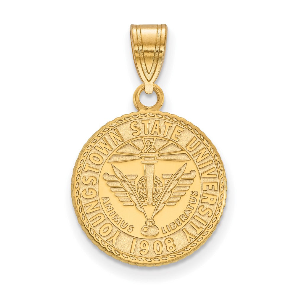 Sterling Silver Gold-plated LogoArt Youngstown State University Medium Crest Pendant