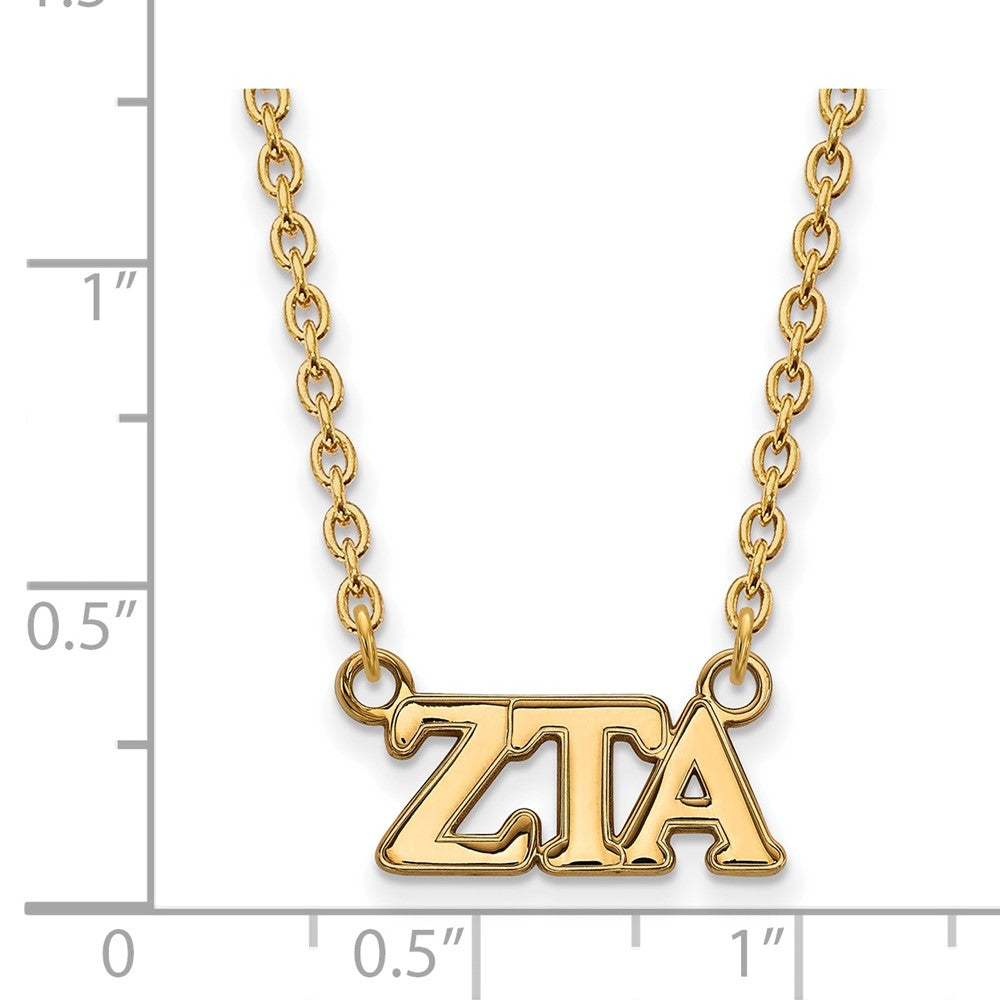 Sterling Silver Gold-plated LogoArt Zeta Tau Alpha Sorority Greek Letters Medium Pendant 18 inch Necklace