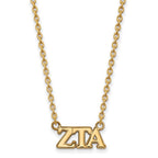 Sterling Silver Gold-plated LogoArt Zeta Tau Alpha Sorority Greek Letters Medium Pendant 18 inch Necklace