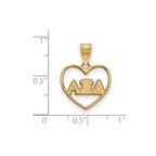 Sterling Silver Gold-plated LogoArt Alpha Xi Delta Sorority Greek Letters Heart Pendant