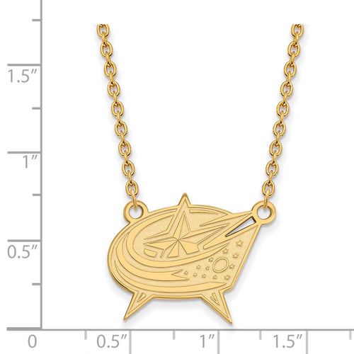 10k Gold NHL LogoArt Columbus Blue Jackets Large Pendant 18 inch Necklace