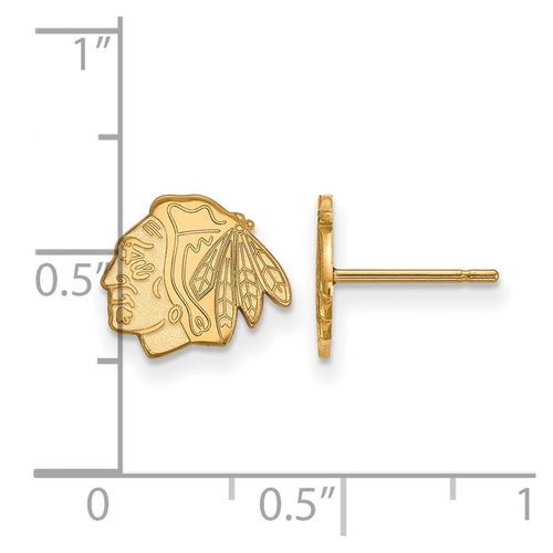 10k Gold NHL LogoArt Chicago Blackhawks Extra Small Post Earrings