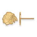 Sterling Silver Gold-plated NHL LogoArt Chicago Blackhawks Extra Small Post Earrings