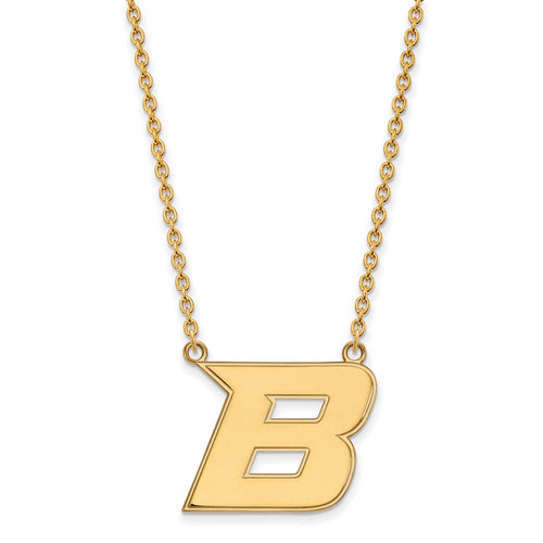 10k Gold LogoArt Boise State University Letter B Large Pendant 18 inch Necklace
