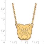 Sterling Silver Gold-plated LogoArt Butler University Bulldog Large Pendant 18 inch Necklace
