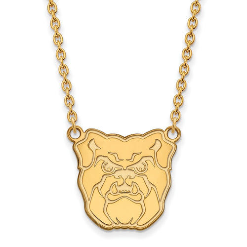 10k Gold LogoArt Butler University Bulldog Large Pendant 18 inch Necklace