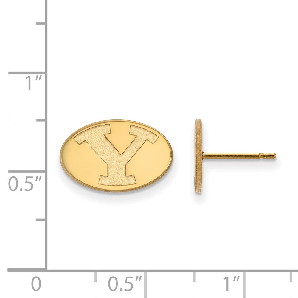 Sterling Silver Gold-plated LogoArt Brigham Young University Letter Y Extra Small Post Earrings