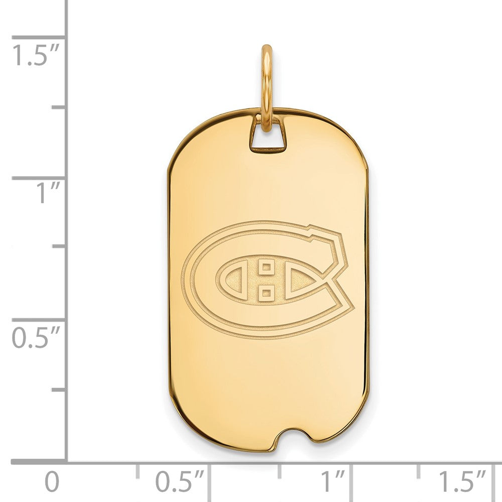 Sterling Silver Gold-plated NHL LogoArt Montreal Canadiens Small Dog Tag Pendant