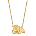 Sterling Silver Gold-plated LogoArt California State University Fresno Bulldog Large Pendant 18 inch Necklace