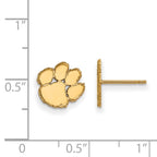 Sterling Silver Gold-plated LogoArt Clemson University Tiger Paw Extra Small Post Earrings