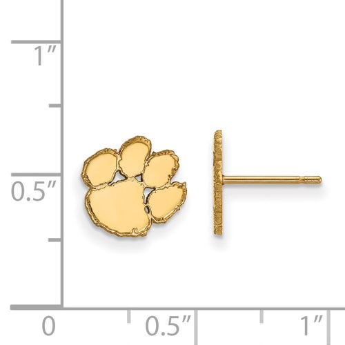 10k Gold LogoArt Clemson University Tiger Paw Extra Small Post Earrings