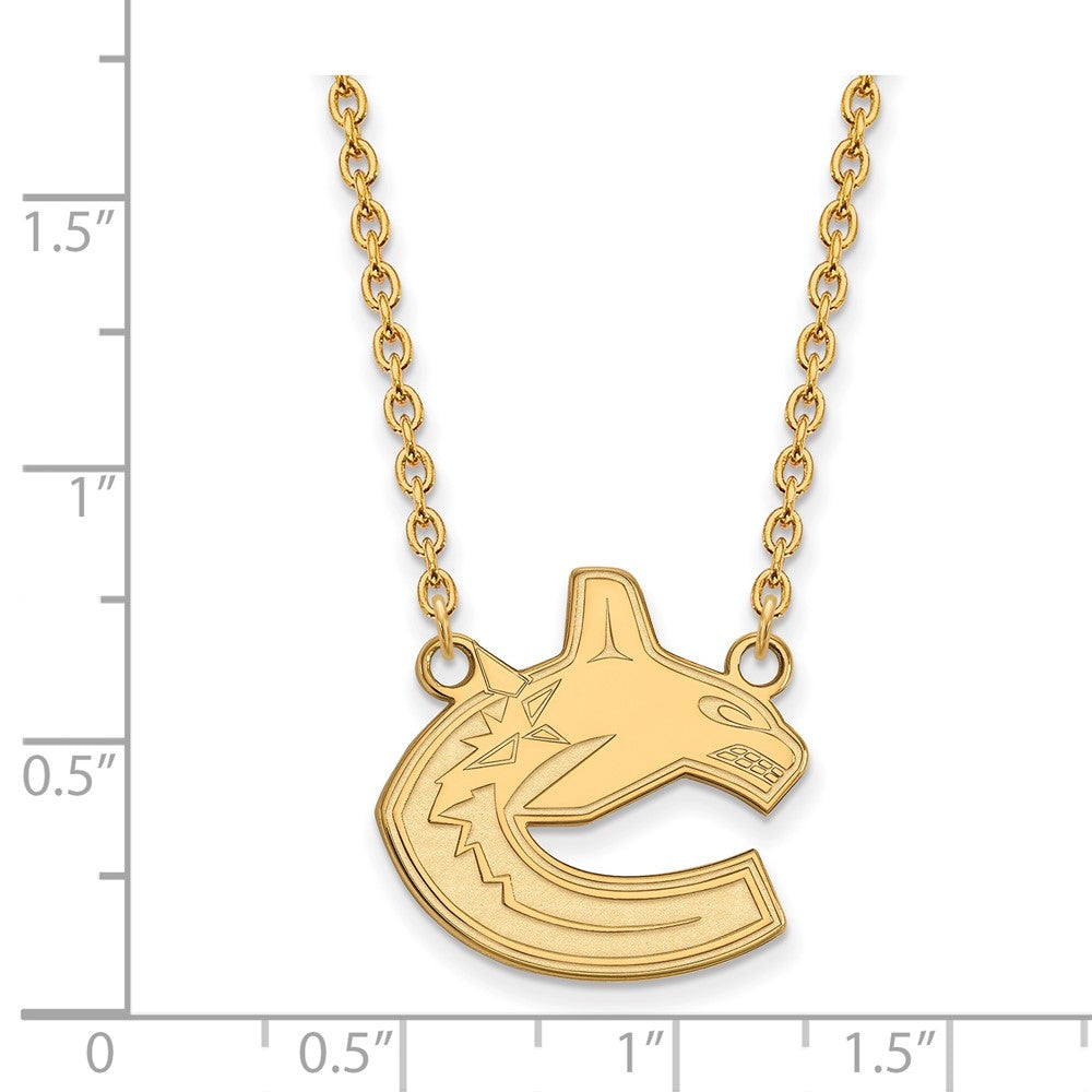 14k Gold NHL LogoArt Vancouver Canucks Large Pendant 18 inch Necklace